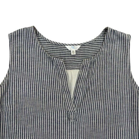 Time and Tru sleeveless shift dress w/ pockets striped lined cotton linen XXL - Picture 3 of 9